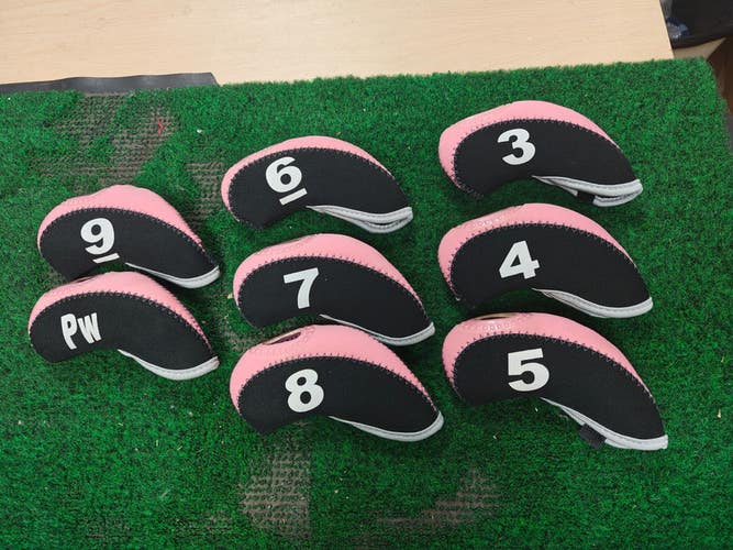 Neoprene Pink/Black Iron Covers Set of 8 3-PW