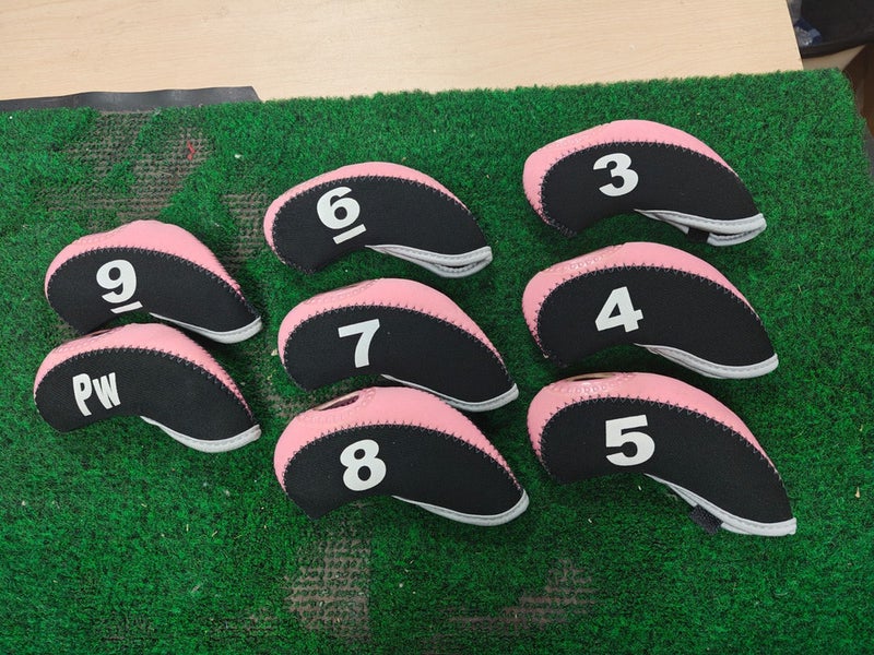 Neoprene Pink/Black Iron Covers Set of 8 3-PW