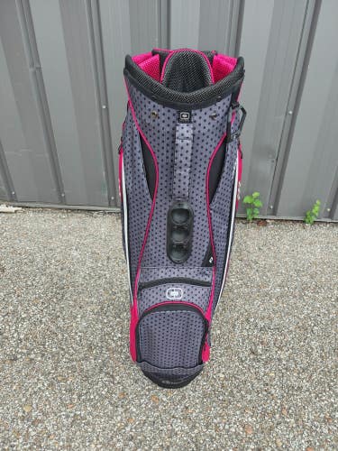 Ogio Duchess Ladies Pink Polk-a-dot 14-Way Golf Cart Bag w Raincover