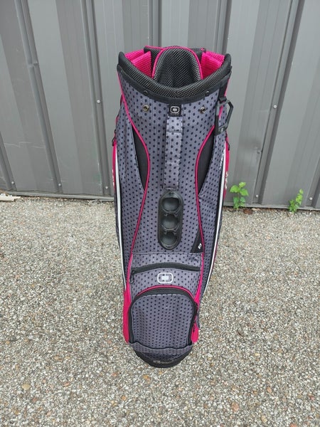 Ogio Duchess Ladies Pink Polk-a-dot 14-Way Golf Cart Bag w Raincover