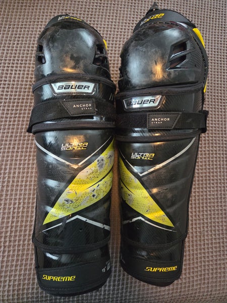 Senior Bauer Supreme ultrasonic 15" Shin Pads (Used)