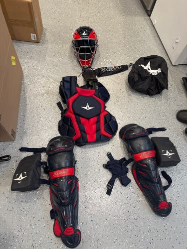 All Star System 7 Axis Youth 10-12 Catchers Gear Set Two Tone - Navy Blue Red. Helmet/ visor include