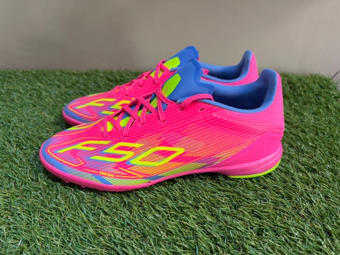 Adidas F50 League TF Turf Soccer Shoes Lucid Pink Blue IE1233 Men 8.5 Wmn 9.5