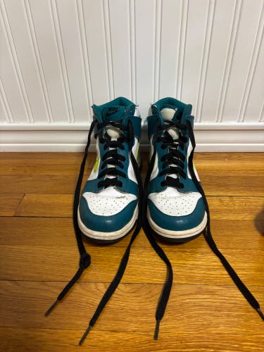 Green White and Neon Nike High Top Dunks