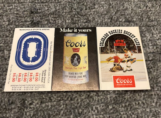 Colorado Rockies NHL Vintage 1977 1978 Pocket Schedule