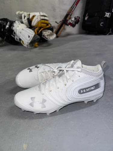 White Men's Size M 9.5 (W 10.5) Adult Under Armour Cleats (New)
