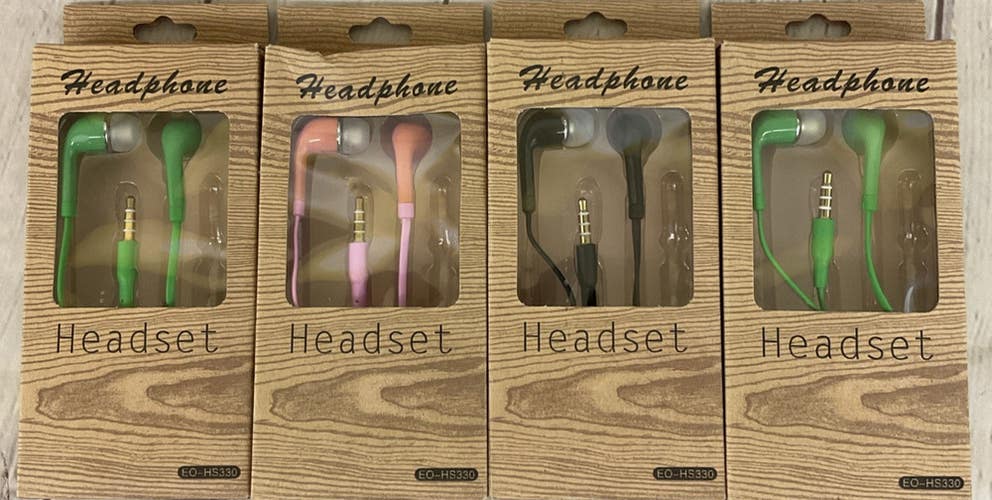 Headphone Wired Headsets 3.5 MM Jack Connection Point Multi Colored Lot Of Four