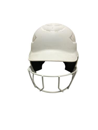 Used Rawlings WHITE HELMET Batting Helmet w/Mask White One Size 11834-S000039836