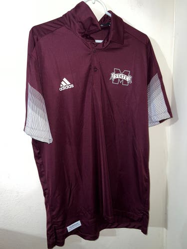 adidas Mississippi State Bulldogs Primeblue Sideline Polo Shirt Men's XL H46469