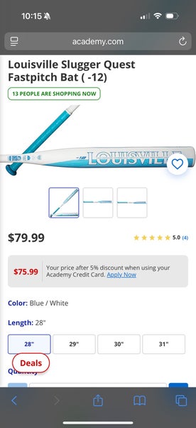 2025 Louisville Slugger Quest Alloy Bat (-12) 16 oz 28" (Used)