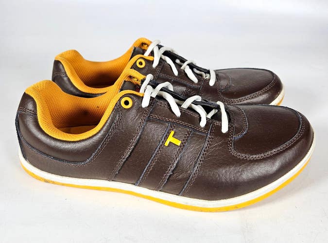 True Linkswear Vegas Brown Leather Lace-Up Golf Shoes Men's Size: 9