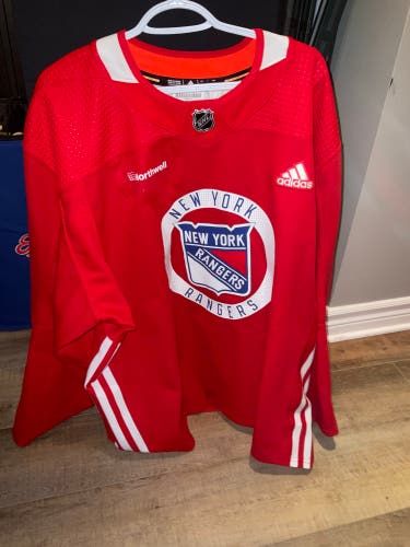 NHL NY RANGERS Red AUTHENTIC PRACTICE JERSEY Size 58 Men's Adidas Jersey (Used)