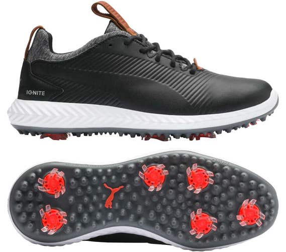 Puma Junior Ignite PWRADAPT Golf Shoes (Black/Red, 4) Youth Kids NEW