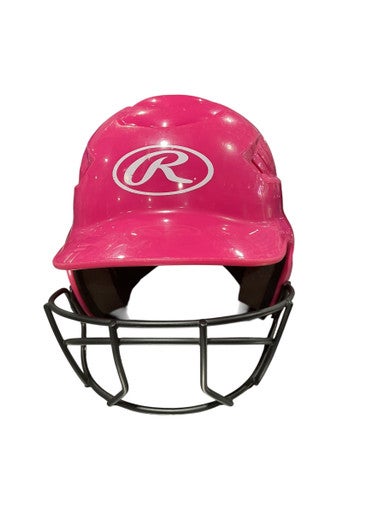 Used Rawlings PNK W/ MASK Batting Helmet w/Mask Pink One Size 11834-S000039755