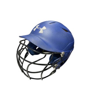 Used Under Armour BLUE HELMET Batting Helmet w/Mask Royal Blue One Size 11834-S000039703