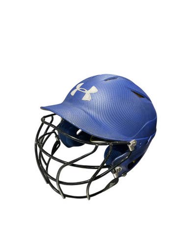 Used Under Armour BLUE HELMET Batting Helmet w/Mask Royal Blue One Size 11834-S000039703