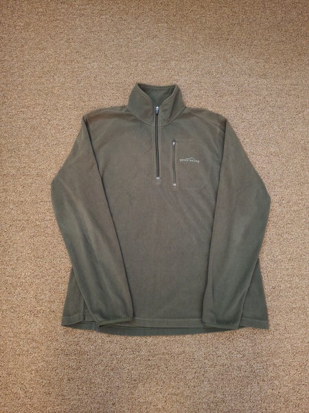 Eddie Bauer Men 1/4 Zip Fleece Pullover Green Sz Large