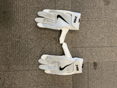 Used Nike HYPER DIAMOND BATTING GLOVES BB/SB Batting Gloves White LG 11614-S000220802