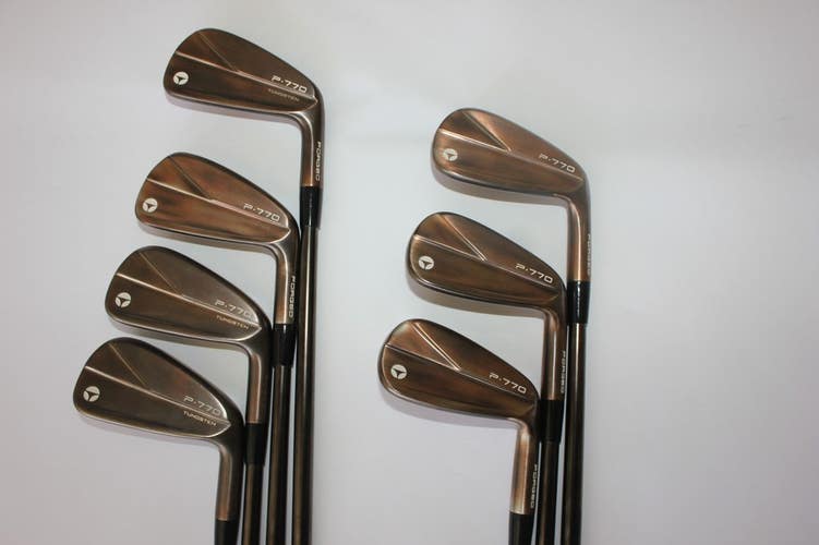 NEW TAYLORMADE P770 AGED COPPER 4-PW IRON SET - MODUS LUXURY BLACK - EXTRA STIFF