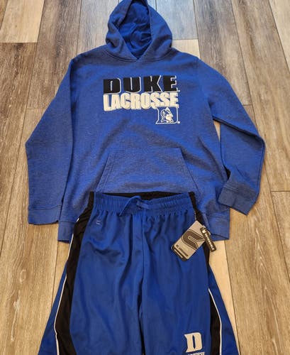 Duke Lacrosse Hooded Sweatshirt and Shorts Package Blue (New)
