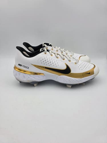 Nike Alpha Huarache Elite 3 Low 'White Metallic Gold' Baseball Cleats Men's Size 9