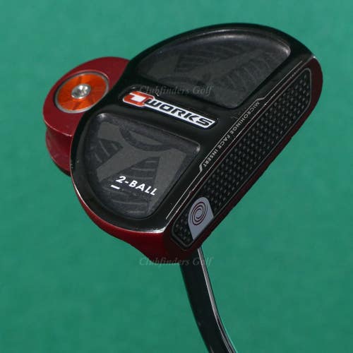 Odyssey O-Works 2-Ball Red Double-Bend 35" Putter Golf Club w/ Super Stroke