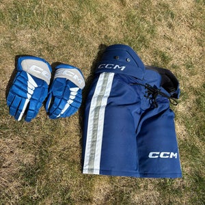 OHL Sudbury Wolves Pro Stock CCM HPTK Hockey Pants with Matching Gloves Bundle