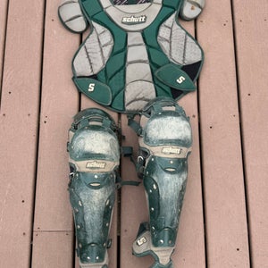 Schutt Catcher's Set (Used) chest protector shin guards knee savers - Green
