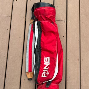 Vintage Ping Karsten Red Sunday Bag Single Strap Golf Bag 4-Way Nylon 35"
