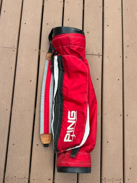 Vintage Ping Karsten Red Sunday Bag Single Strap Golf Bag 4-Way Nylon 35"