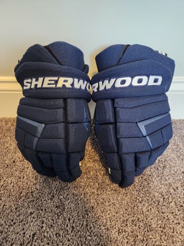 Sherwood Code Pro Stock Custom Navy Hockey Gloves 14".