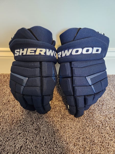 Sherwood Code Pro Stock Custom Navy Hockey Gloves 14".