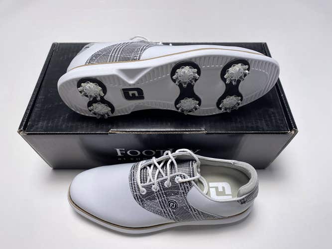 FootJoy FJ Traditions Golf Shoes White Zebra Black Women's SZ 7 (97904)