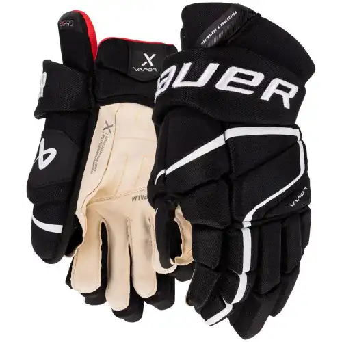 New Bauer Vapor 3X Pro Black and Whtie Senior Gloves 14"