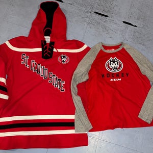St. Cloud State (NCAA) Bundle - Red Large/Extra Large CCM Shirt and Sweatshirt