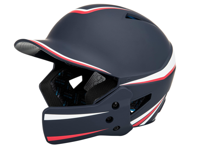 CHAMPRO HX Legend Plus Baseball Batting Helmet w/jaw guard Large 7 - 71/2 Blue, red and white