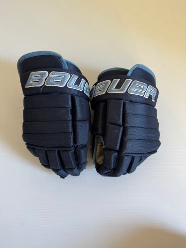 Used Senior Bauer Vapor Pro Team Pro Stock Size 14" Gloves Navy/Baby Blue