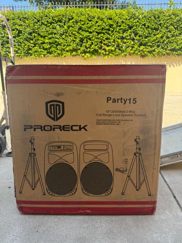 Proreck Party 15 I 15” 2,000Watt 2-way Full Range Loud Speaker System (New)