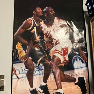 Michael Jordan & Kobe Bryant Signed Poster – Rare Autographs – Bulls vs Lakers NBA Legends