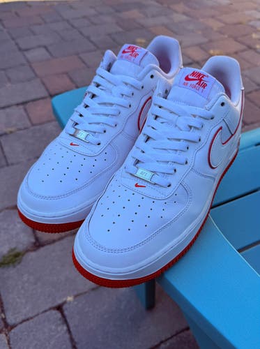 Mens Nike Air Force 1 Low '07 White/ Picante Red Sneakers [DV0788-102] US Size 12