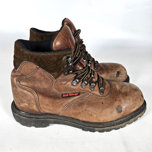Red Wing Women's Steel Toe Brown Leather Waterproof Work Boots Size: 8