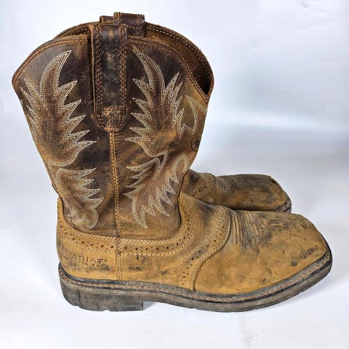 ARIAT Hybrid Rancher Steel Toe Waterproof Leather Western Boot Men's Size: 9D