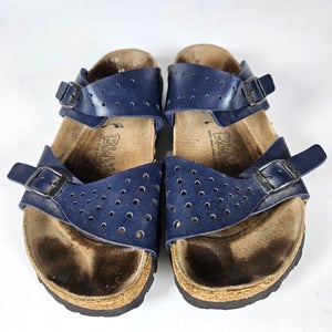 Birkenstock Birki's Freeport Blue Perforated Slide Sandals Women's Size: 39 / 8