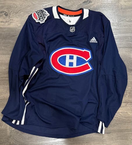 Montreal Canadiens Centennial Classic Adidas NHL Practice Jersey Navy Blue Size 56 (Used)
