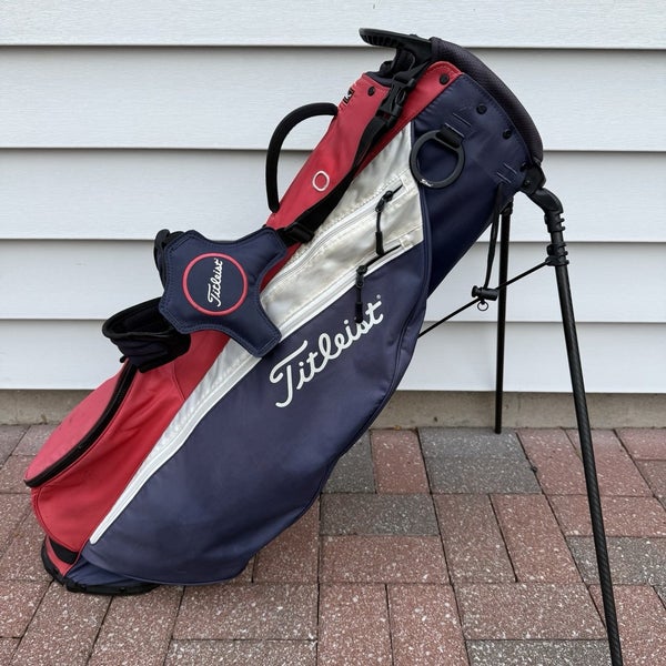 Titleist Players 4 Carbon Golf Stand Carry Bag Blue Red White With Raincover