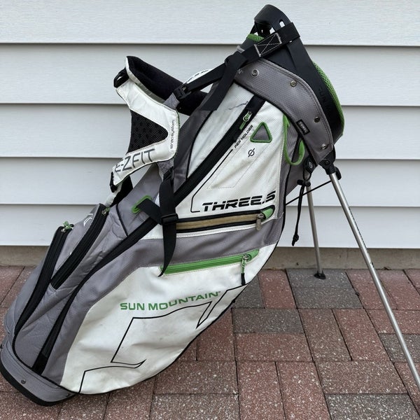 Sun Mountain Three 5 Stand Carry Bag 4 Way Dual Straps White Green Black Gray