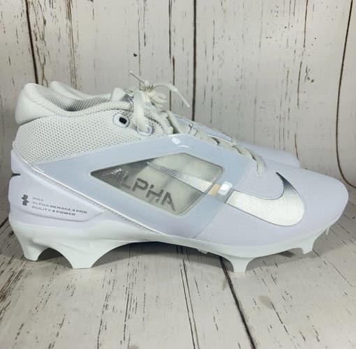 Nike Alpha Menace 4 Pro White-Silver Football Cleats Mens Size 8 FD7037-101
