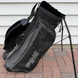 Ping Hoofer Golf Bag Dual Straps Carry Stand 4 Way Dividers Black Gray Blue