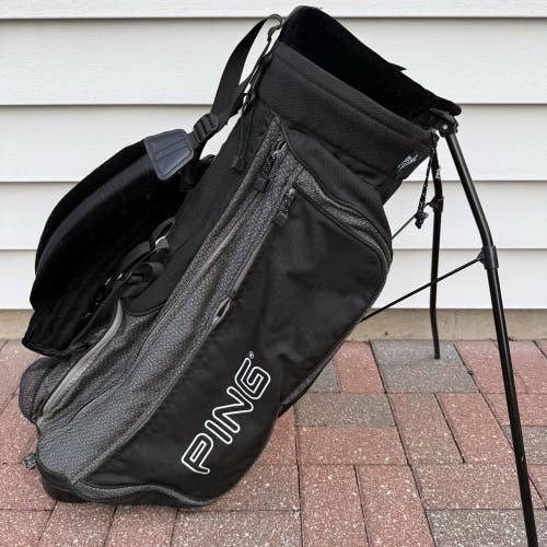 Ping Hoofer Golf Bag Dual Straps Carry Stand 4 Way Dividers Black Gray Blue