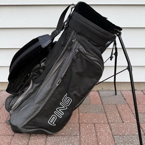 Ping Hoofer Golf Bag Dual Straps Carry Stand 4 Way Dividers Black Gray Blue